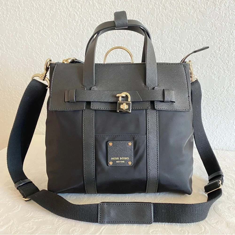 henri bendel black 3 way convertible backpack
